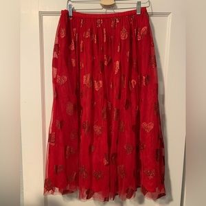 Red Cat & Jack Glitter Heart Tulle Skirt - Size 14/16